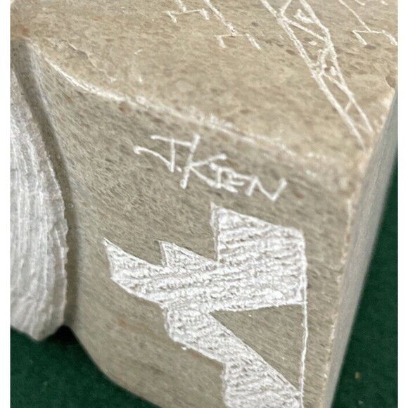 Signed Alabaster Native American Navajo Indian Sculpture Signed by J. KIEN - Picture 10 of 10